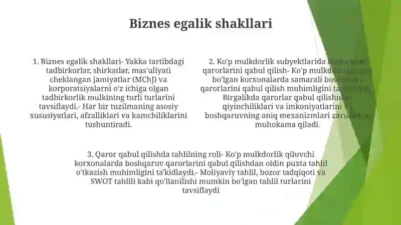 Turli Mulkchilik Shaklidagi Xo'Jalik Yurituvchi Subyektlarda Boshqaruv Qarorlari Qabul Qilishda Tahlilning Ahamiyati 3