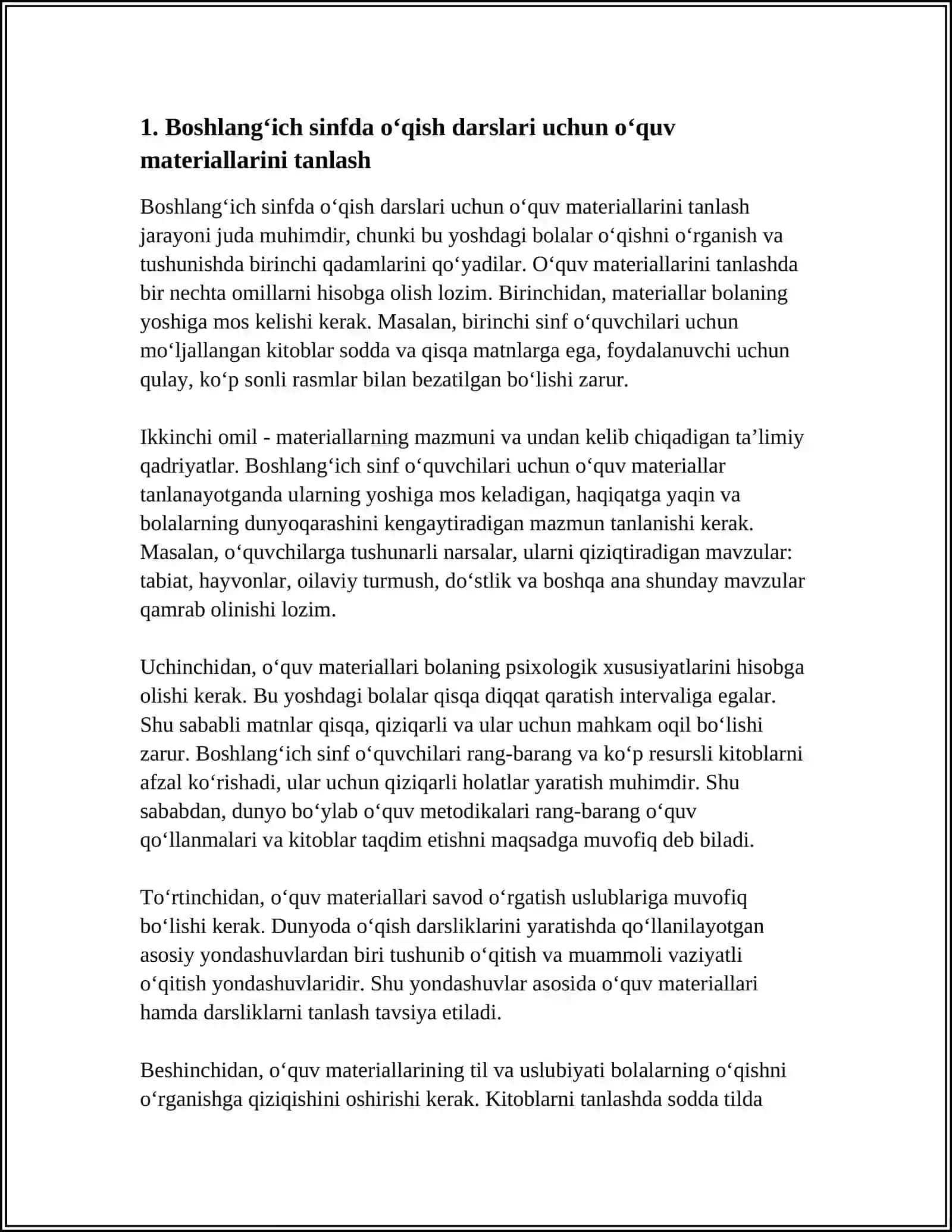 Boshlangʻich sinfda o‘qish darslari tashkil etish 3