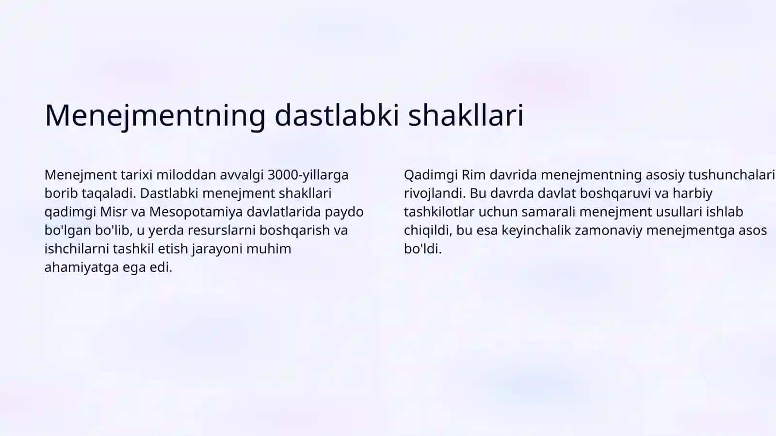Menejmentning dastlabki shakllari 3