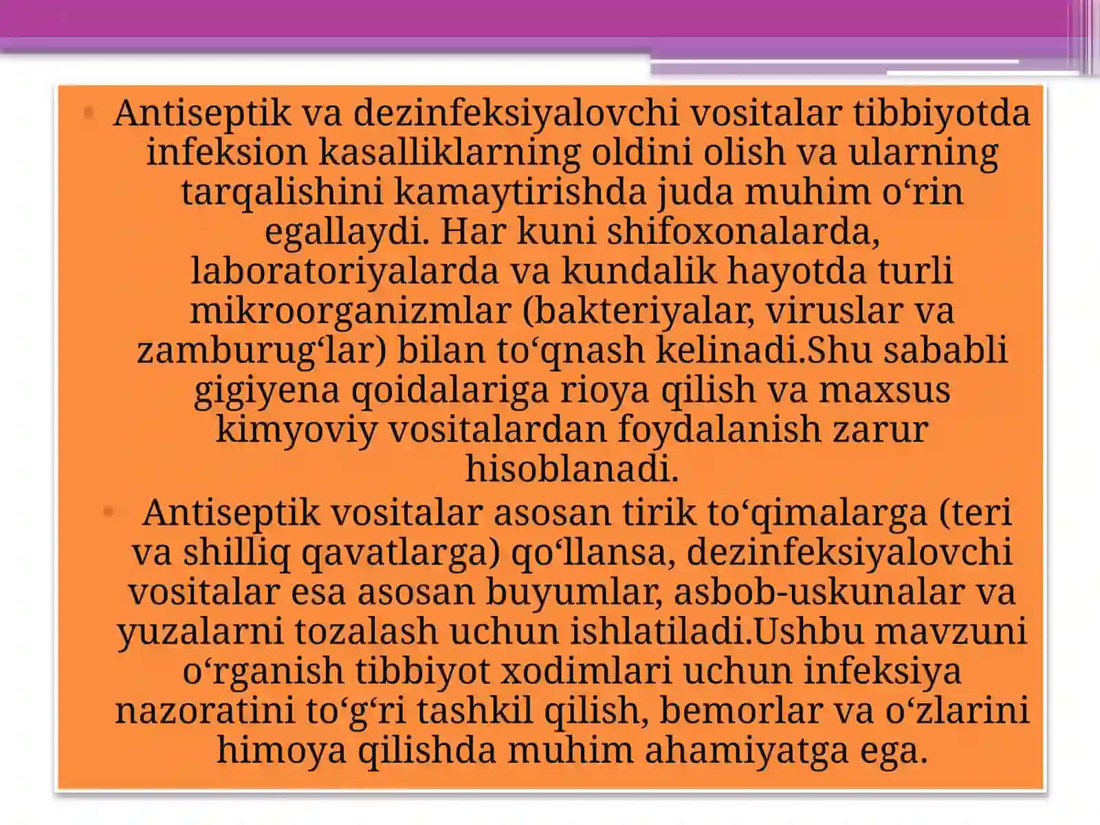 Antiseptik va Dezenfeksion Vositalari 3