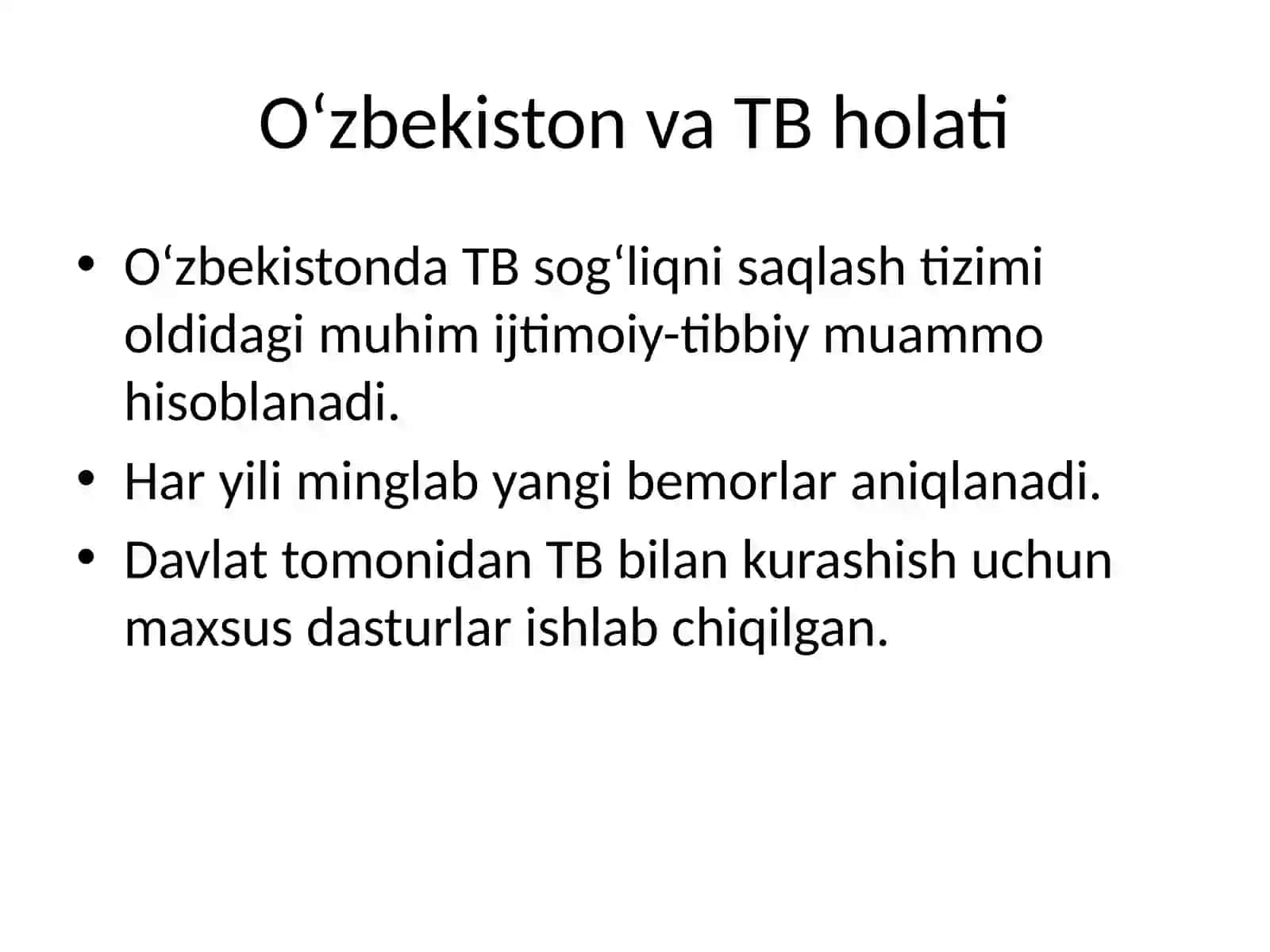 O‘zbekistonda tuberkulyozga qarshi kurashishning milliy dasturi 3