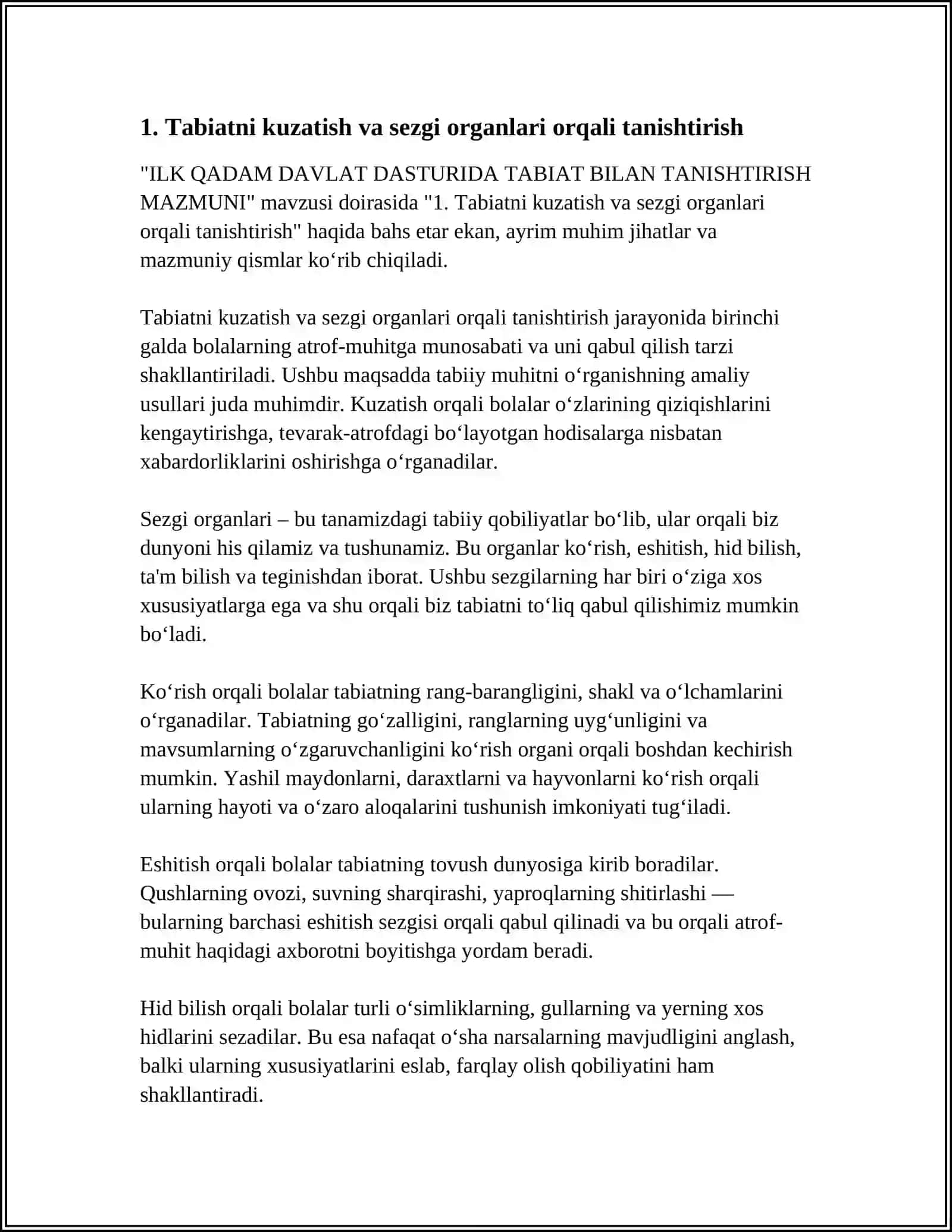 ILK QADAM DAVLAT DASTURIDA TABIAT BILAN TANISHTIRISH MAZMUNI 3
