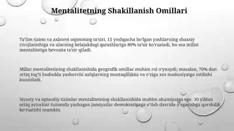 Dunyo xalqlari milliy mentaliteti 3