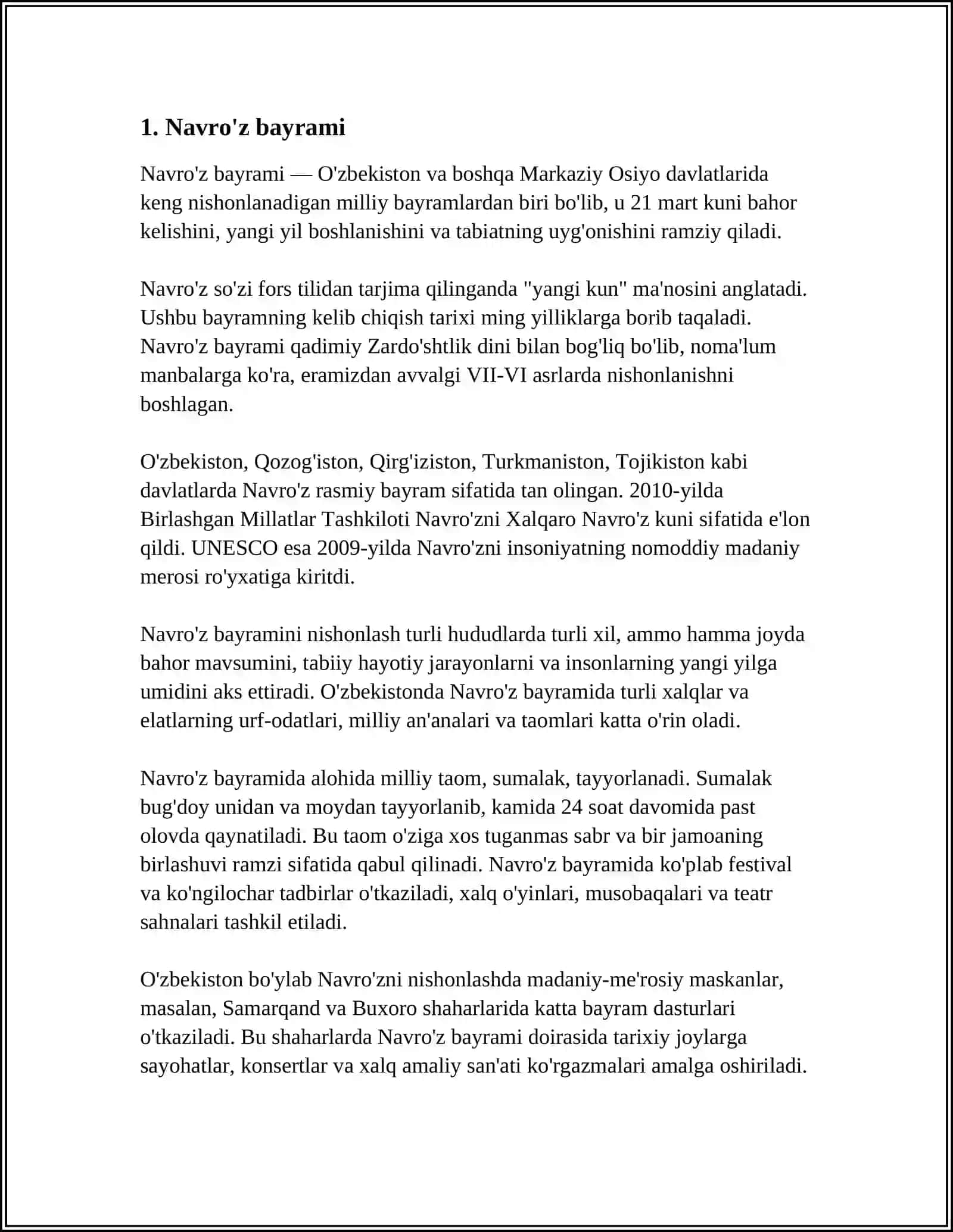 MUSTAQIL ISH Mavzu: QADIMGI CHOLGʻULAR.QADIMGI BAYRAMLAR 3