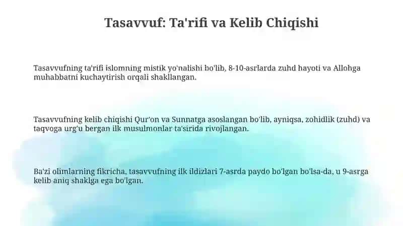 Tasavvuf tushunchasi va uning kelib chiqishi 3