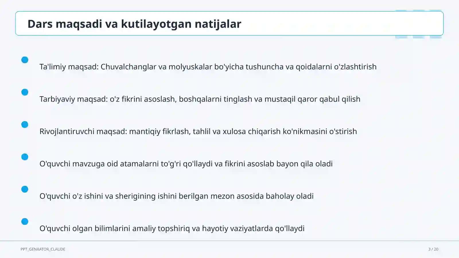 Chuvalchanglar va molyuskalar (7-sinf) 3