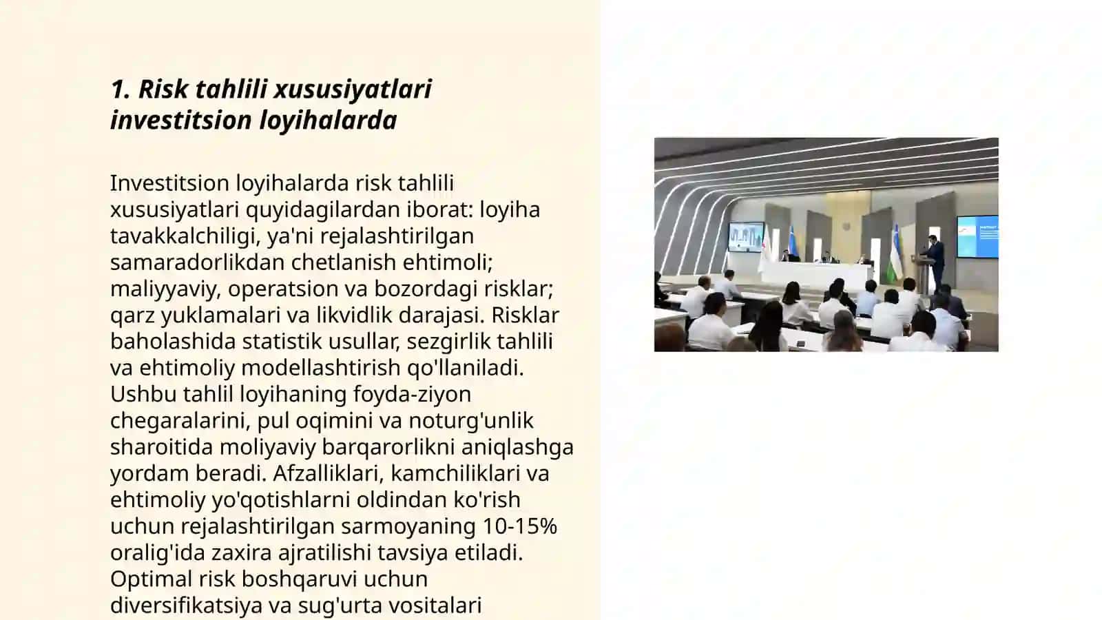 Investitsion loyihalarni moliyalashtirishda risklarni boshqarishning muhim jihatlari 3
