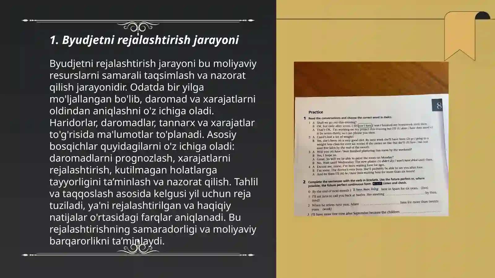 Byudjet loyihasini ko'rib chiqish va qa'bul qilish 3