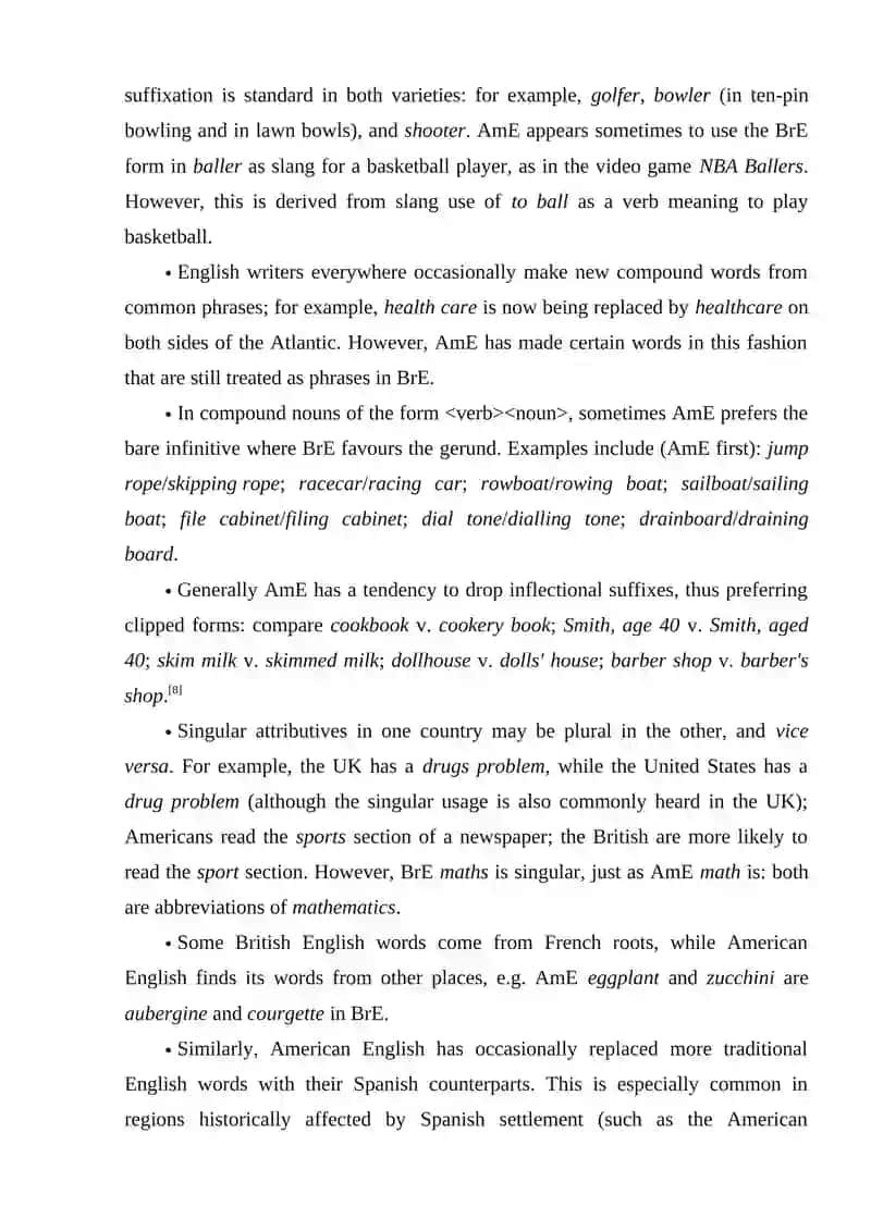 Difference of British and American English 3