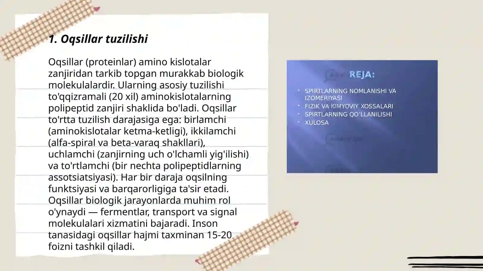 Oqsillarni fizik kimyoviy xossalari 3