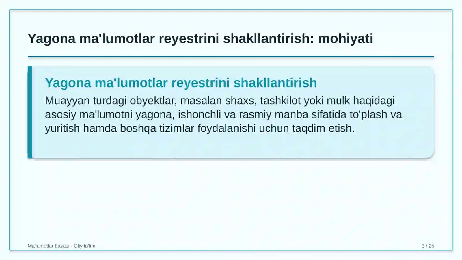 davlat banklarida yagona ma'lumotlar reyestrini shakllantirish 7371 3