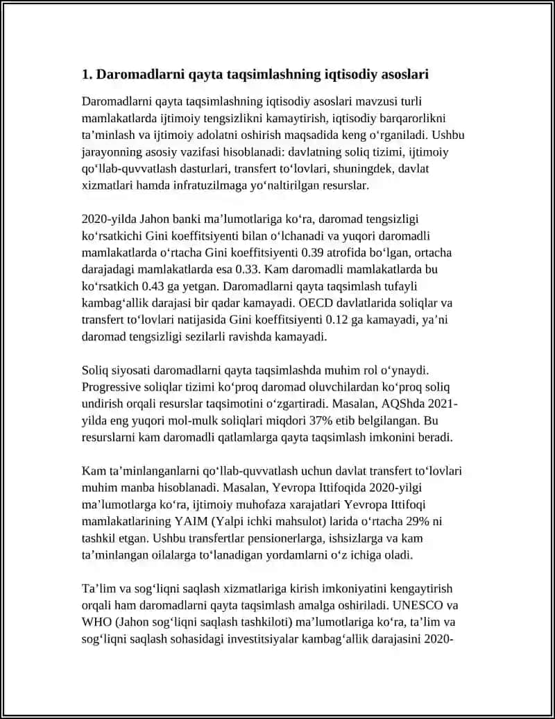 DAROMADLARNI QAYTA TAXSIMLASH,BOYLIK VA IQTISODIY SIYOSAT 3