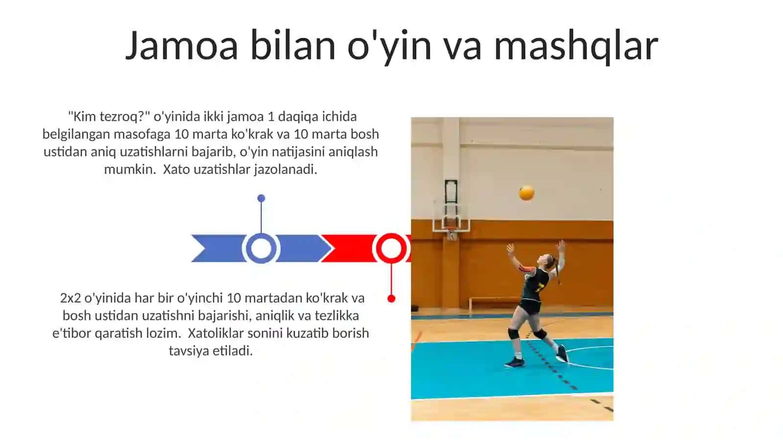Basketbol toʻpini his va oddiy toʻp uzatishlarni amalga oshrish texnikasini oʻrgatish 3