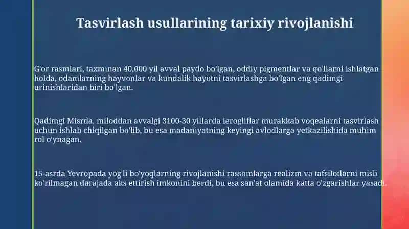 Predmetlar va hayvonlar obrazlarini yaratish usullari 3