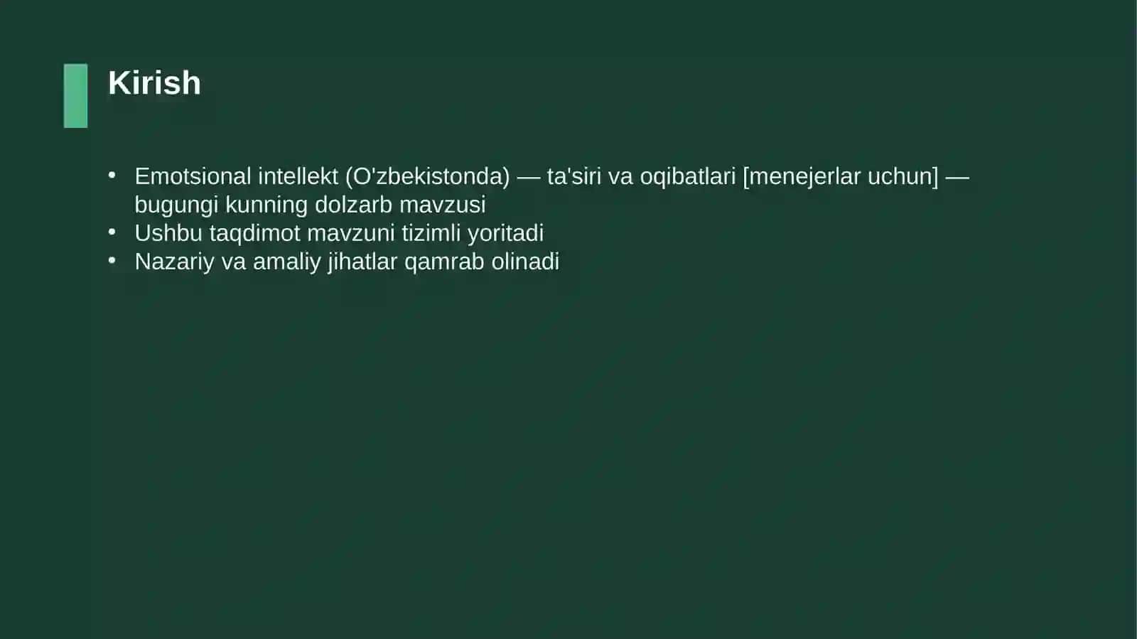 Emotsional intellekt (O'zbekistonda) — ta'siri va oqibatlari [menejerlar uchun] 3
