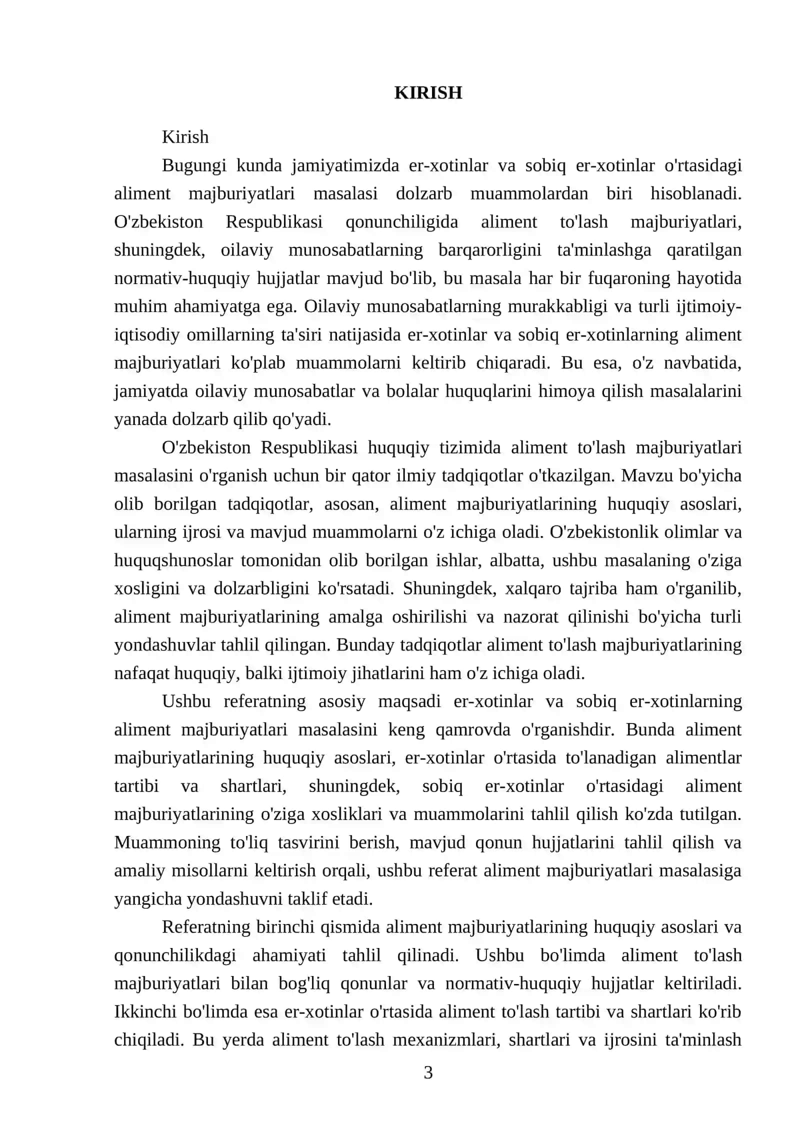 Er-xotinlar va sobiq er-xotinlarning aliment majburiyatlari 3