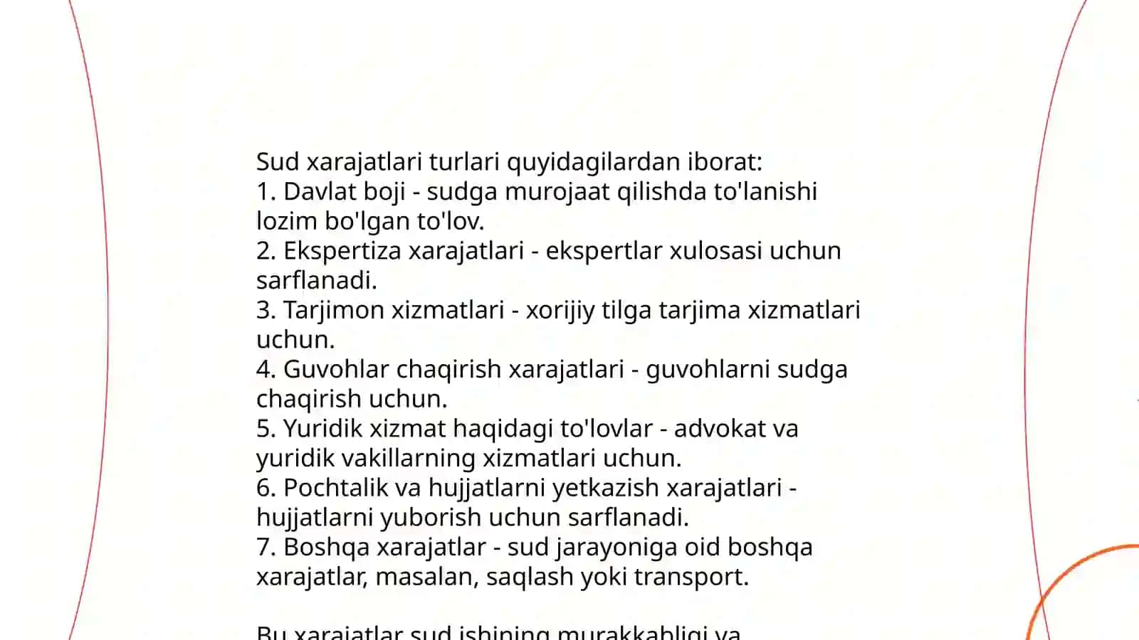 Sud xarajatlari turlari 3