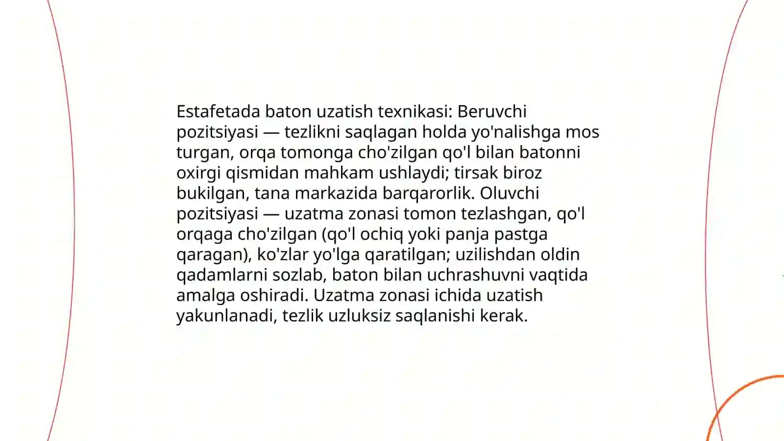 Estafetali va g'ovlar osha yugurish texnikasi va taktikasi 3