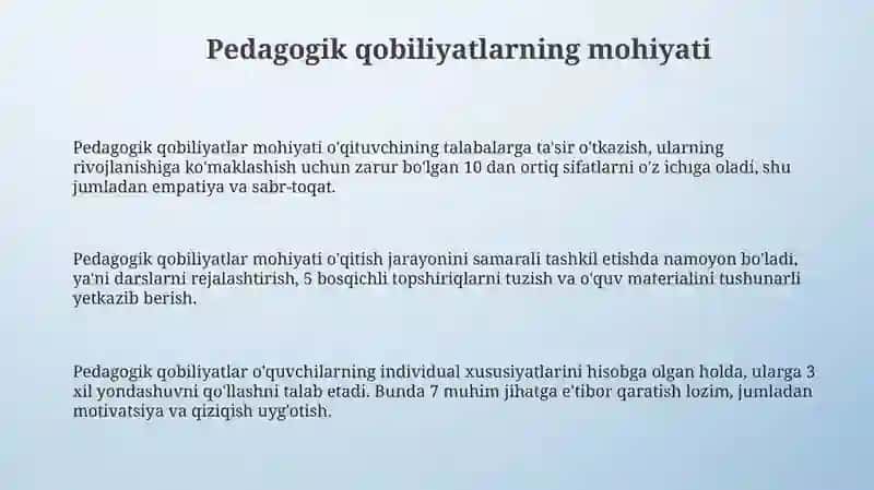 Pedagogik qobiliyatning asosiy turlari 3