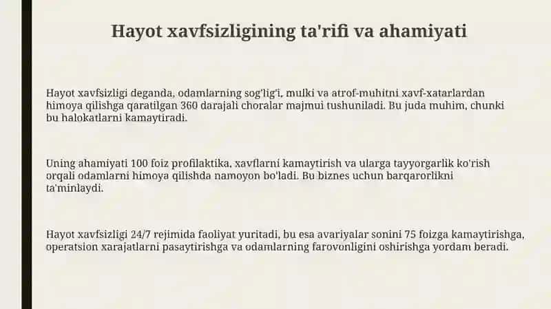 Hayot faoliyat xavfsizligi ta'minlash asoslari 3