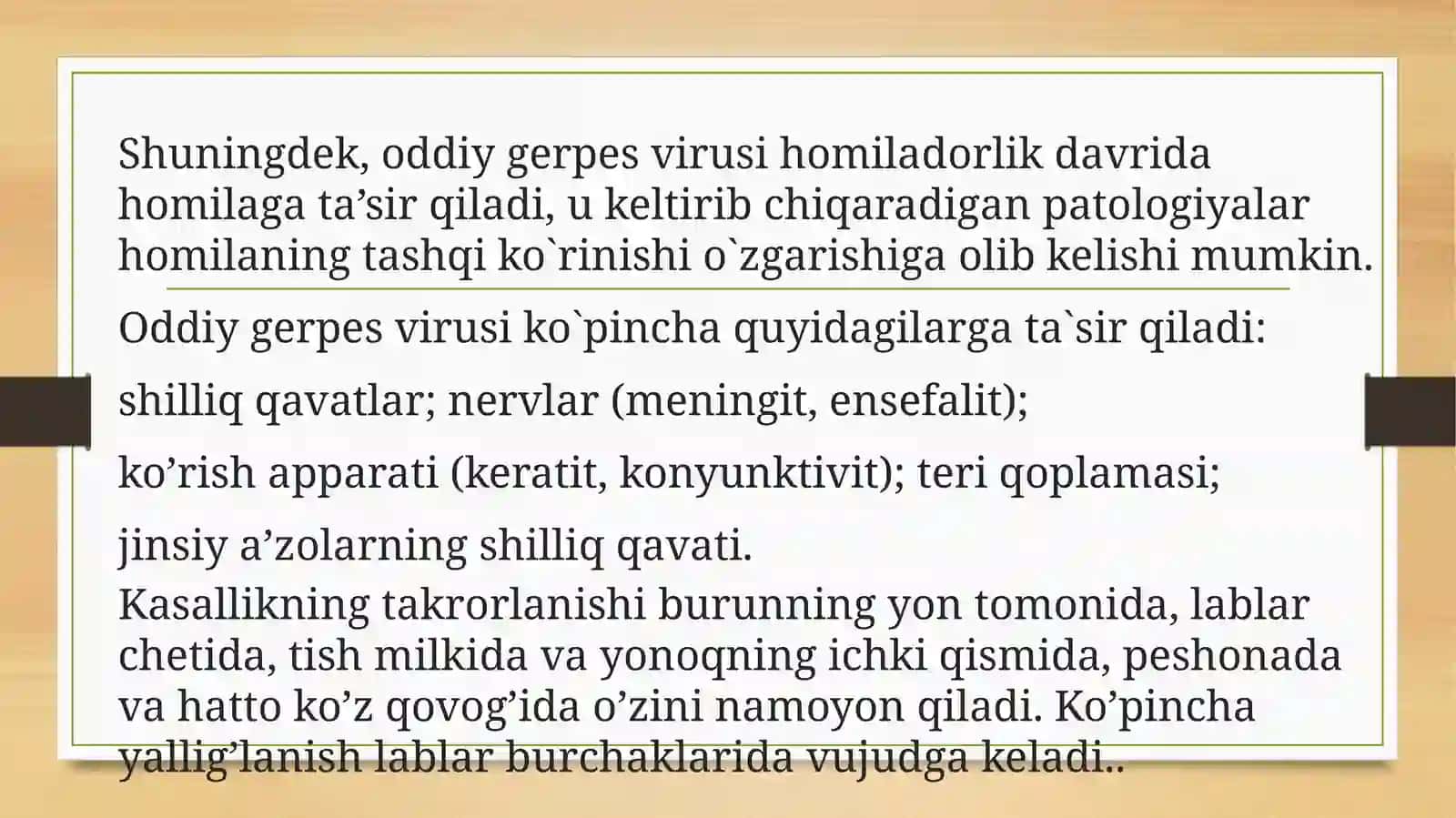 Gerpetik infeksiyalar – Etiologiya, epidemiologiya, klinikasi, diagnostika, davolash 3