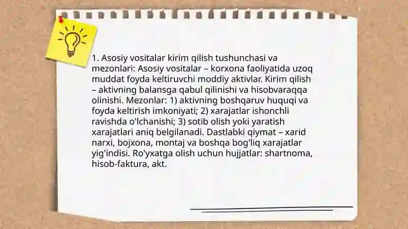 Asosiy vositalar kirim qilish hisobi 3