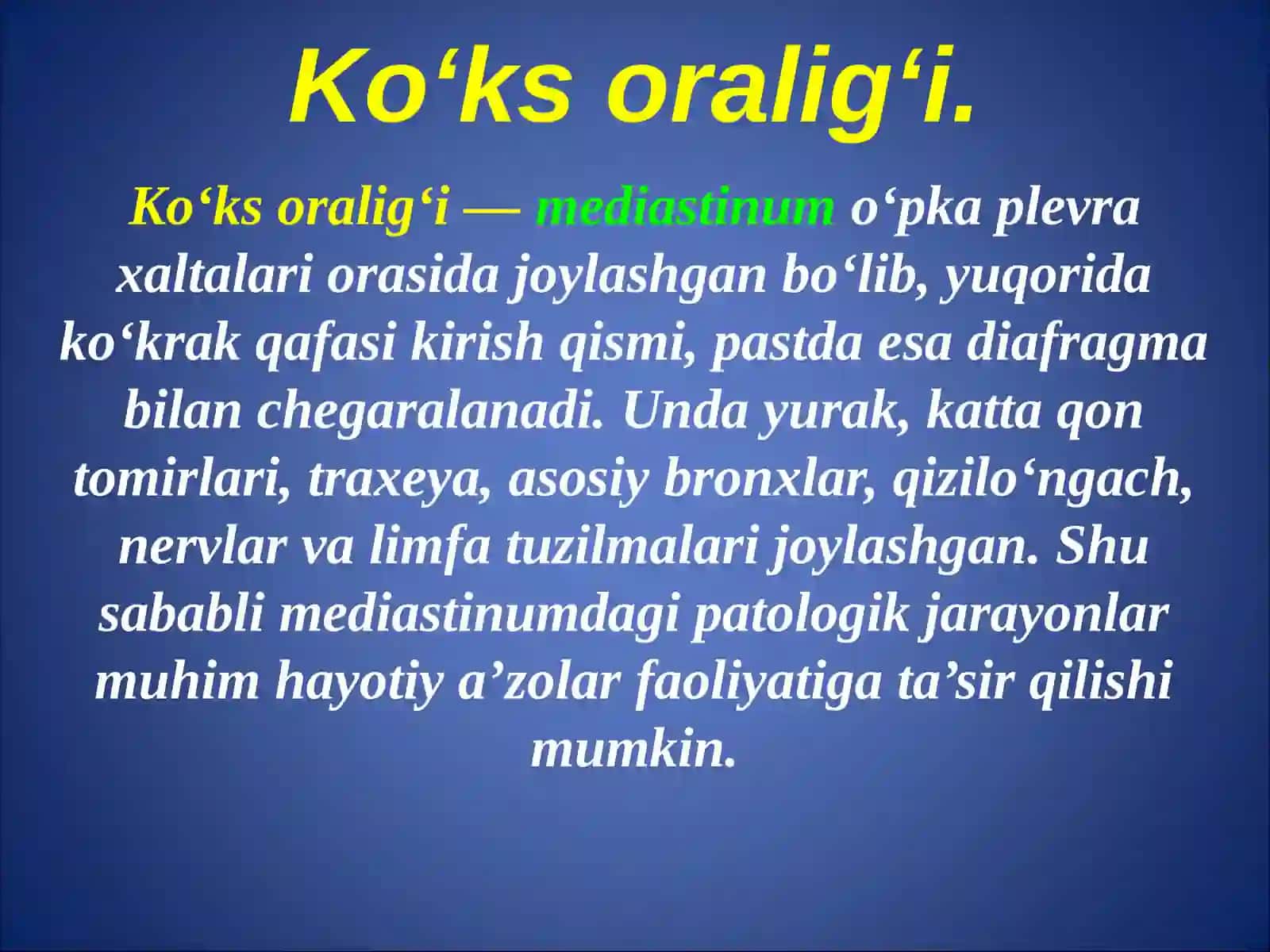 Ko'ks oralig'i va diafragma kasalliklari 3