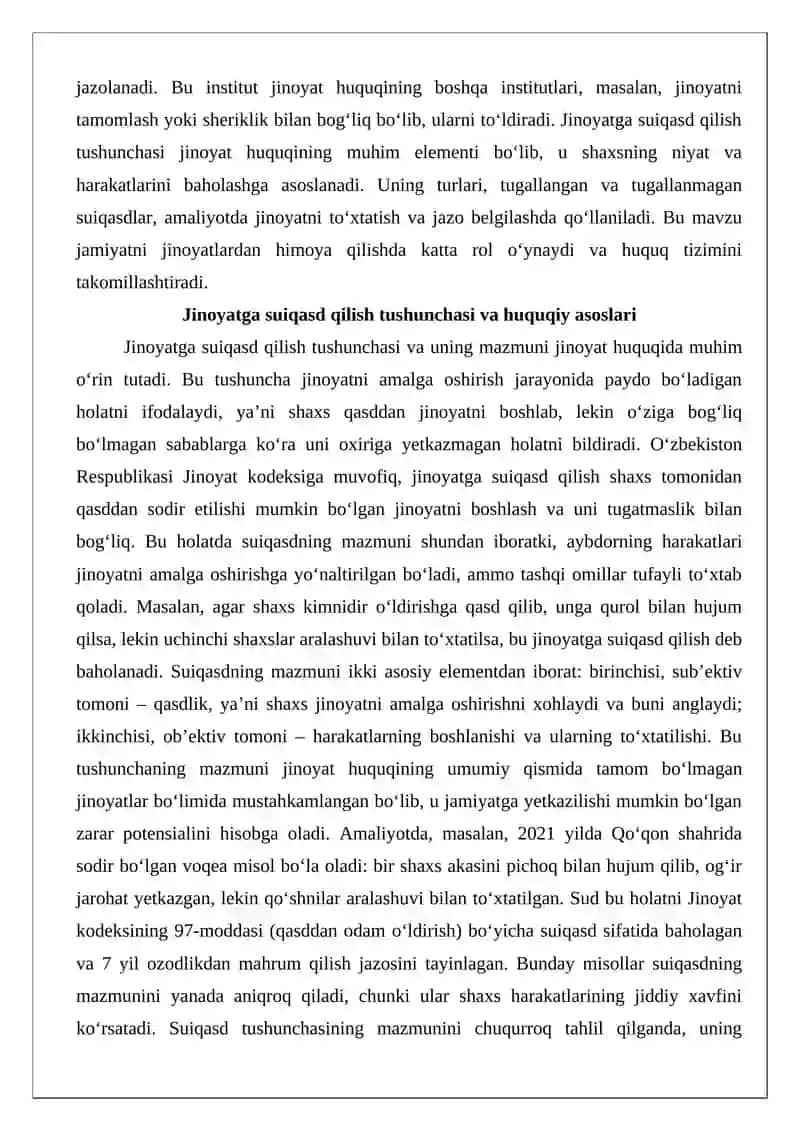 Jinoyatga suiqasd qilish tushunchasi va turlari 3