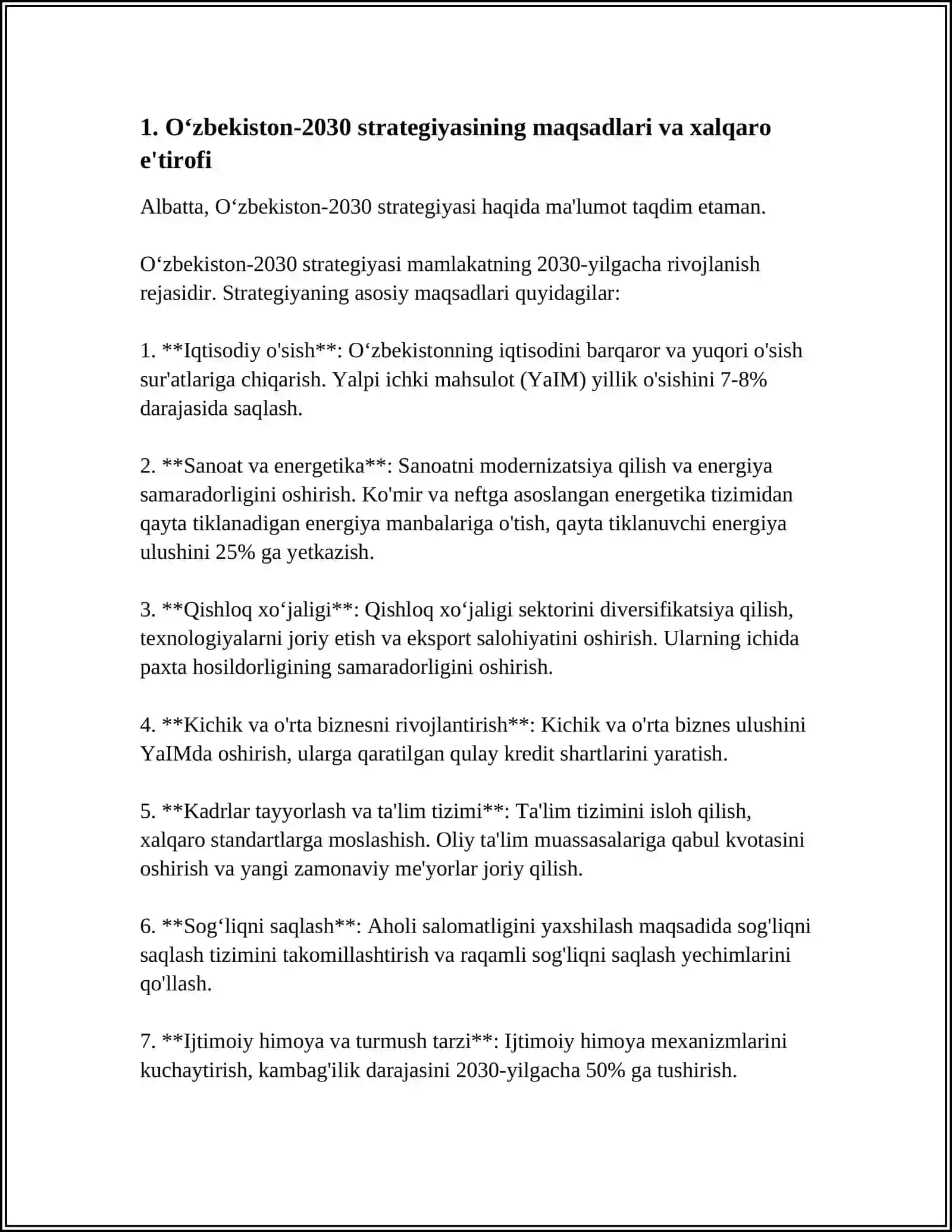 O‘zbekiston-2030 Strategiyasi va uning xalqaro hamjamiyat tomonidan e'tirof etilishi 3