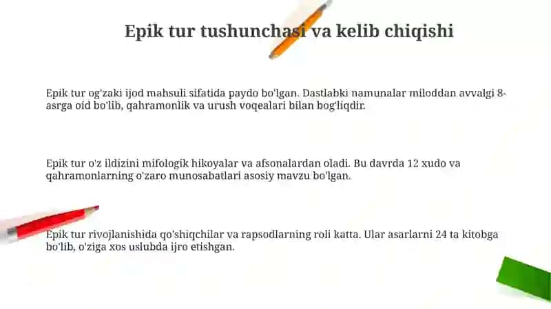 Epik tur va uning janr xususiyatlari 3