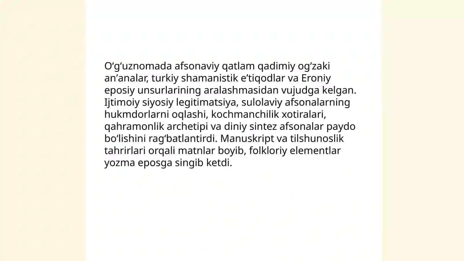 Oʻgʻuznoma kitobiy eposidagi afsona va rivoyatlar tahlili 3
