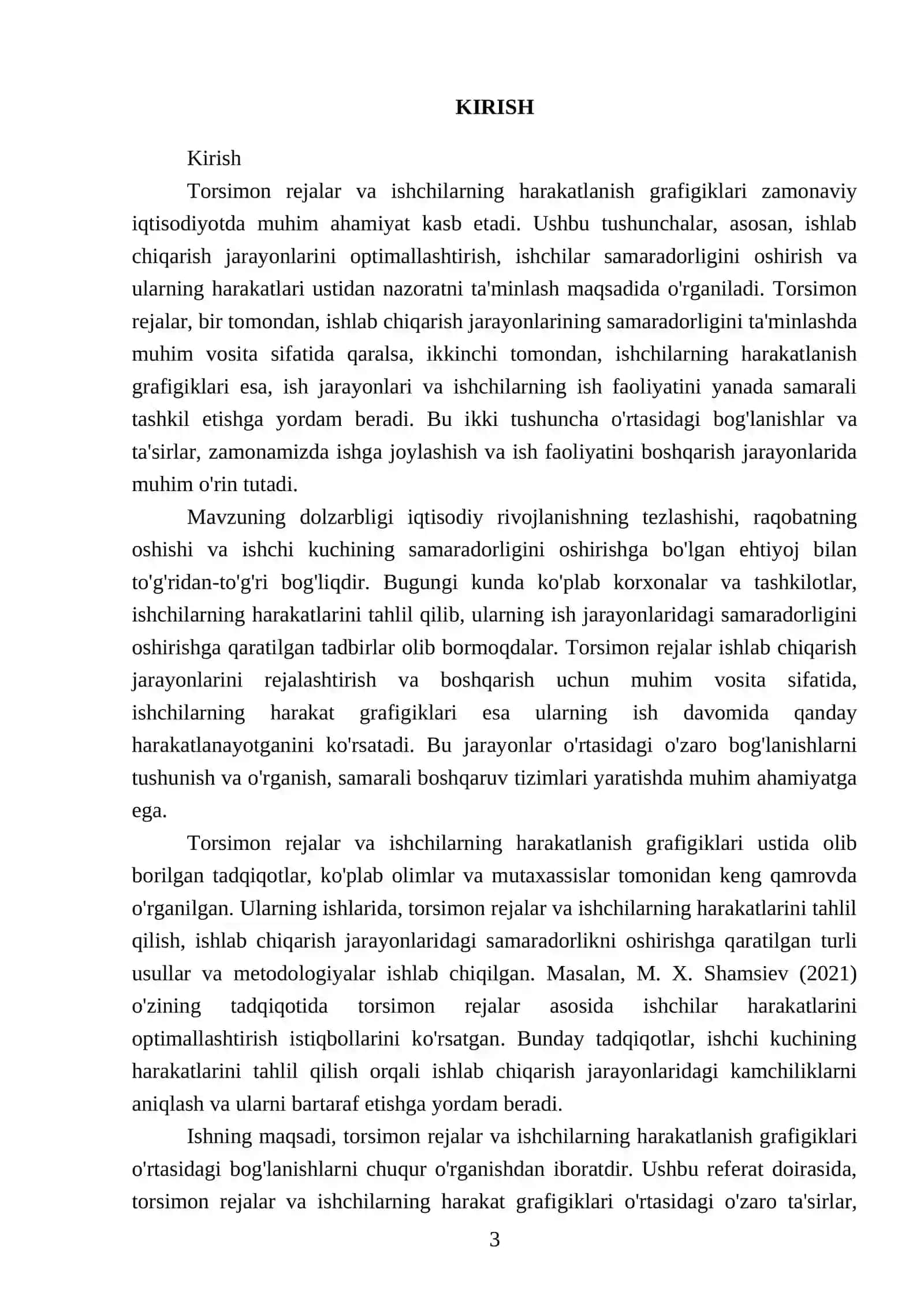 Torsimon rejalar va ishchilarning harakatlanish grafigiklari 3