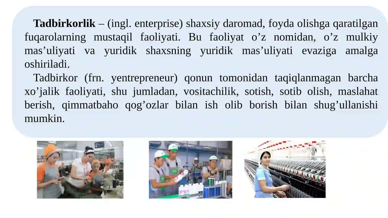 Tadbirkorlikning turlari 3