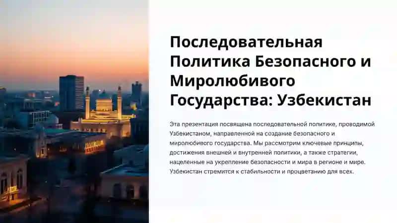Последовательная Политика Безопасного и Миролюбивого Государства: Узбекистан 3