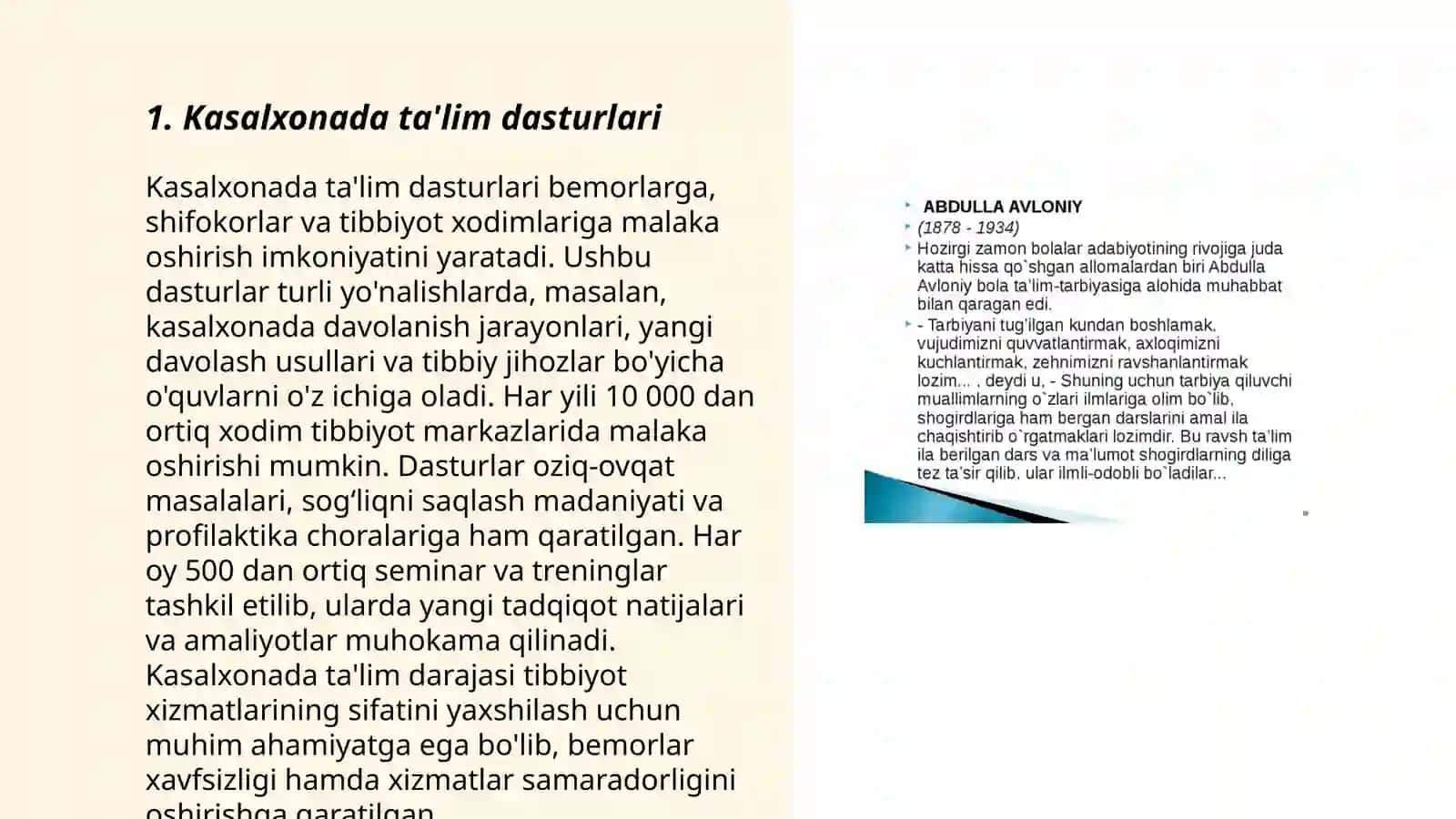 Kasalxonada ta'lim dasturlari 3