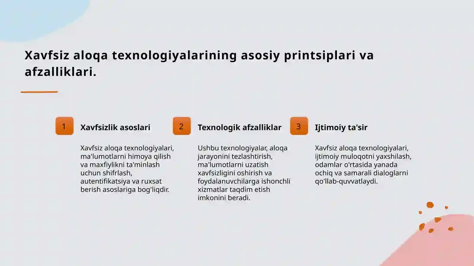 Kommunikativ ta'sirning xavfsiz texnologiyalari axborot texnologiyalari, ishonchli aloqa texnologiyalari, dialogik texnologiyalar. 3