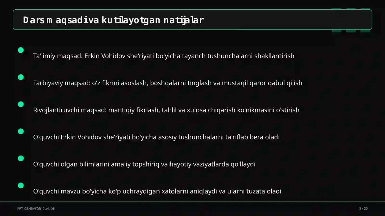 Erkin Vohidov she'riyati (8-sinf) 3