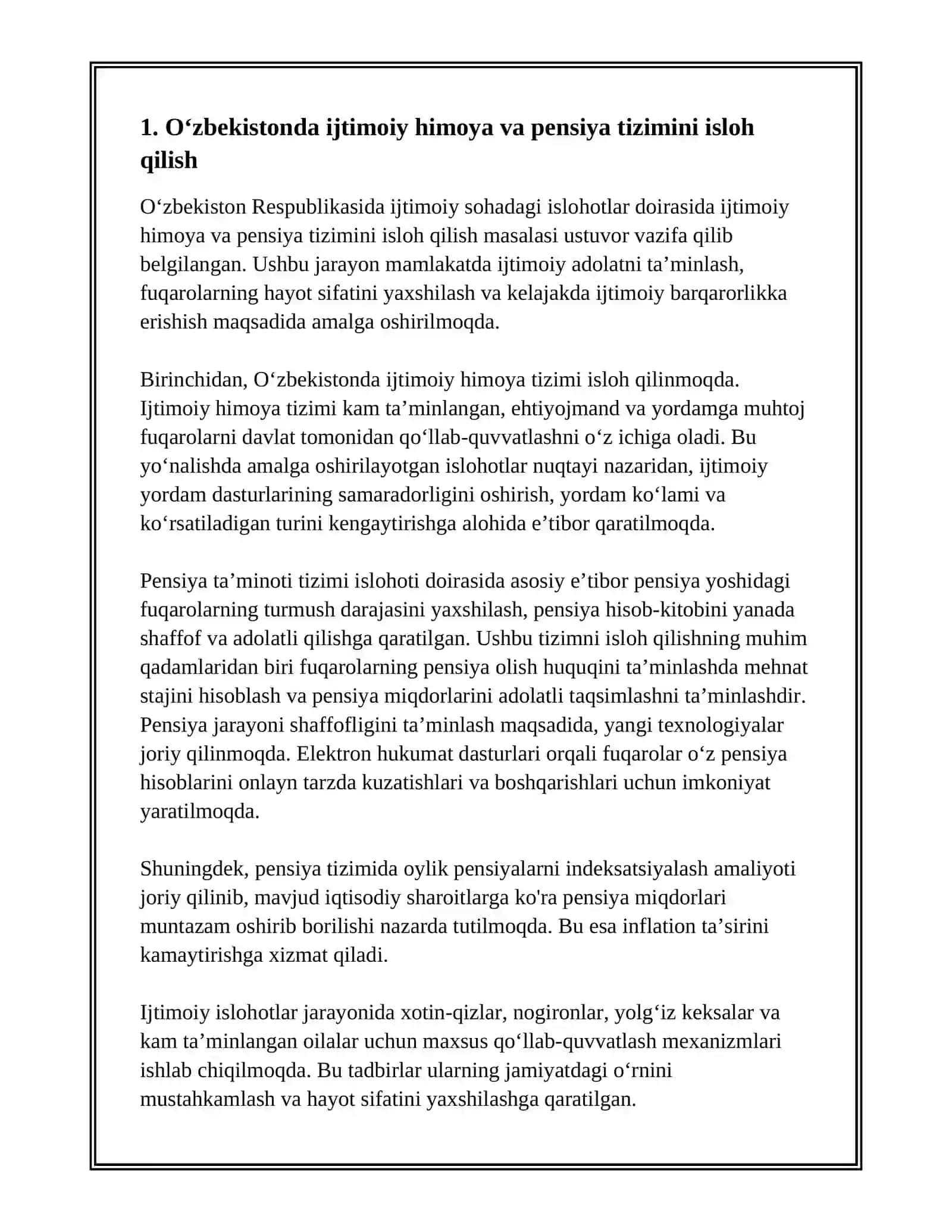 OʻZBEKISTON RESPUBLIKASIDA IJTIMOIY SOHADAGI ISLOHOTLAR 3