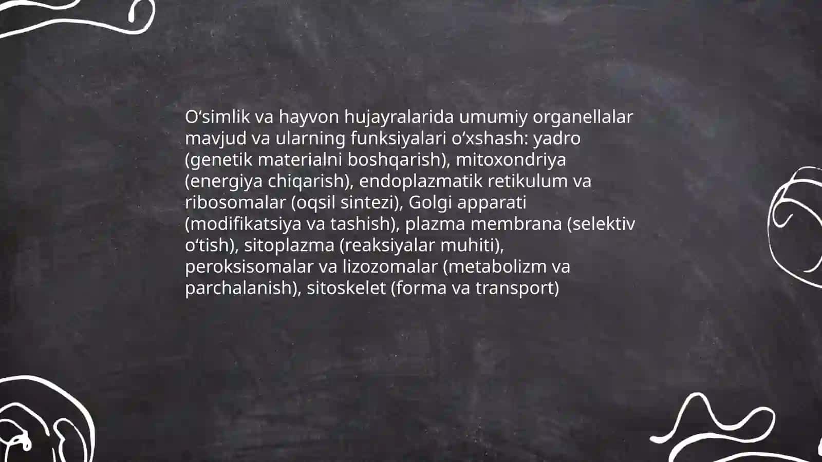 Oʻsimlik va hayvonot hujayralarining oʻxshashligi va farqlari 3