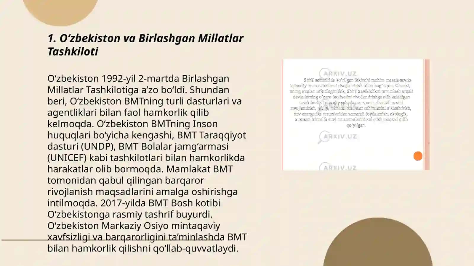 O‘zbekistonning xalqaro tashkilotlari bilan hamkorlik aloqalari 3