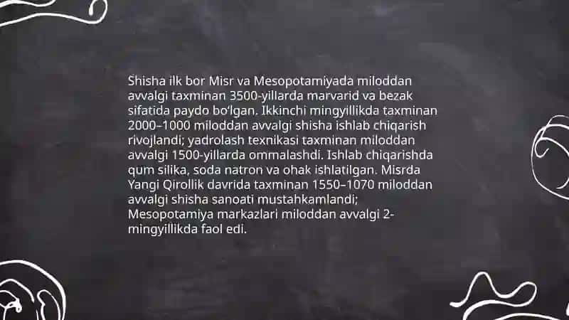 Shisha ishlab chiqarish tarixi 3