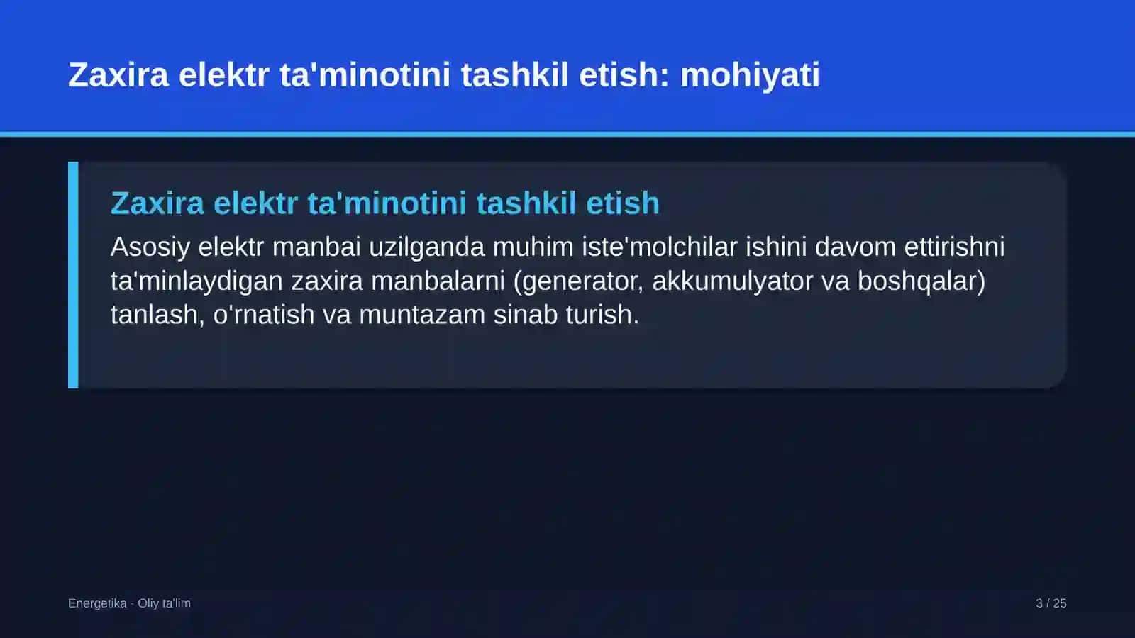 to'qimachilik korxonalarida zaxira elektr ta'minotini tashkil etish 7066 3