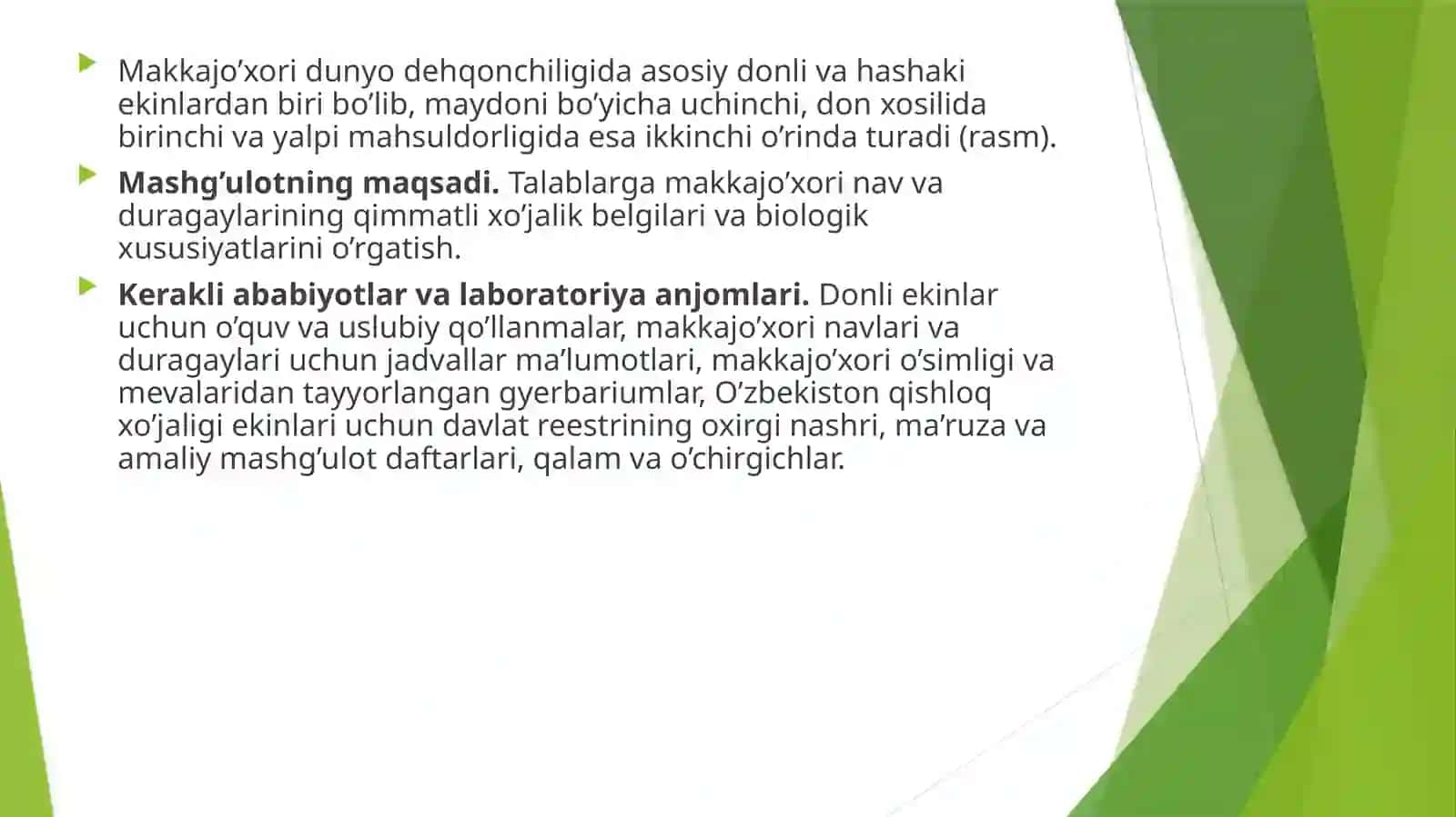 Makkajo'xoridatanlashningqo'llanilishi 3