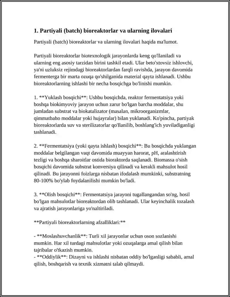 ASOSIY BIOREAKTOR TURLARI VA ULARDAN FOYDANALANISH USULLARI 3