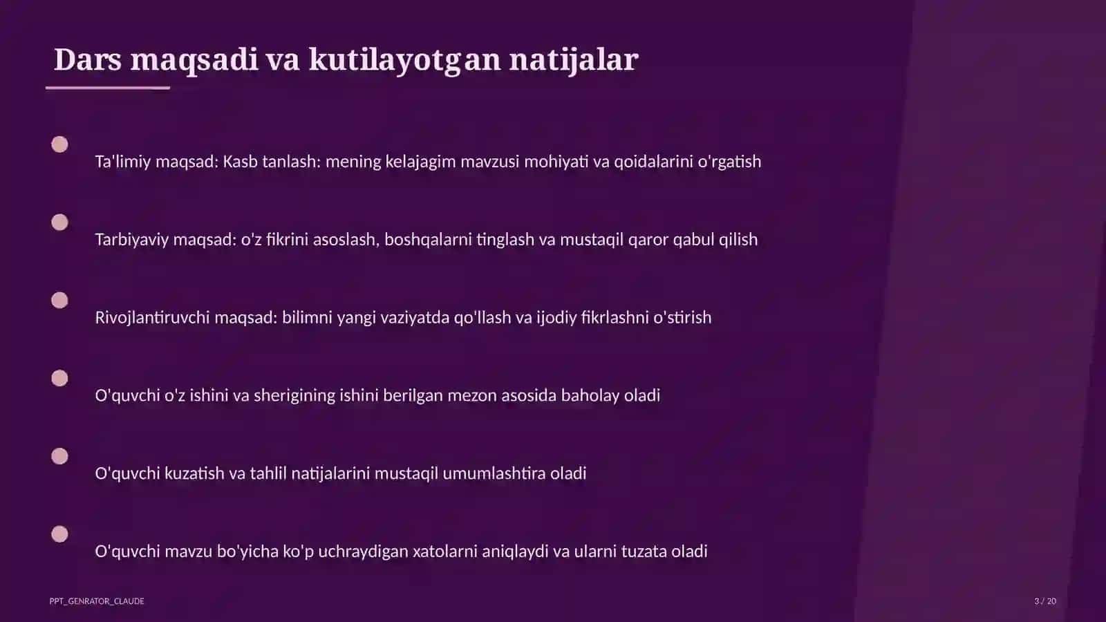 Kasb tanlash: mening kelajagim 3