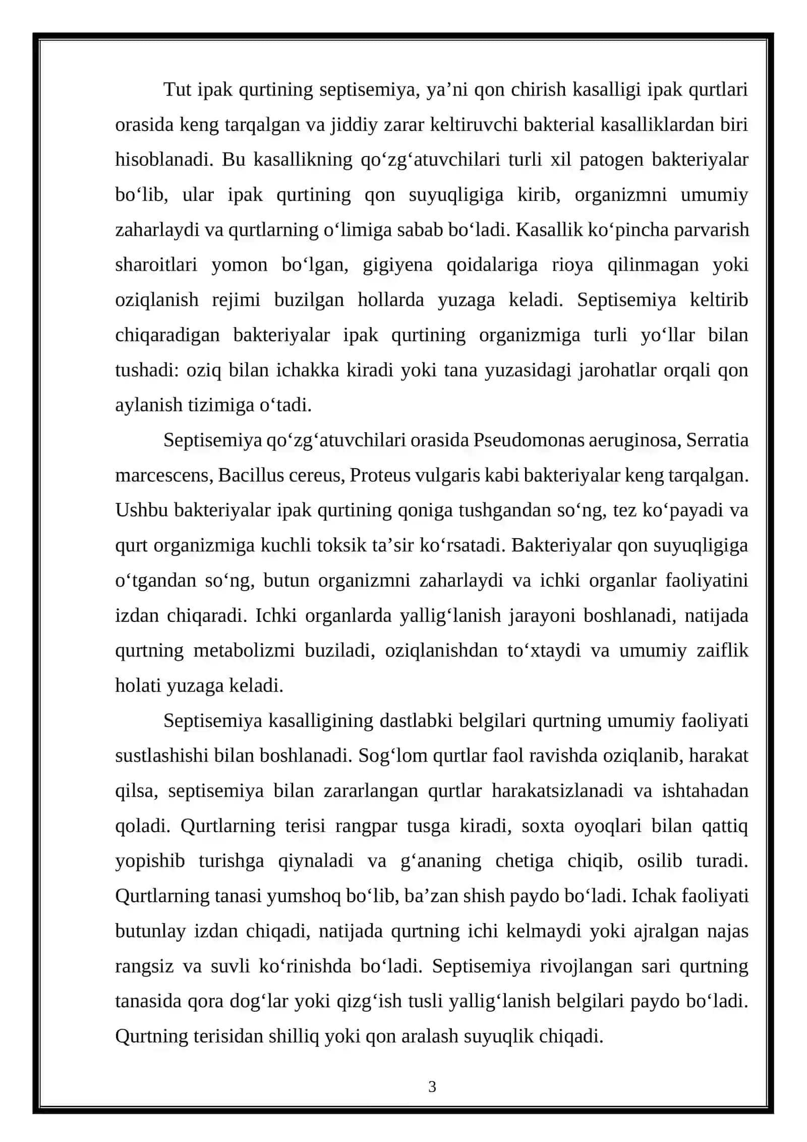 Tut ipak qurtining septisnmiya-qon chirish kasalligi va uning alomatlari 3
