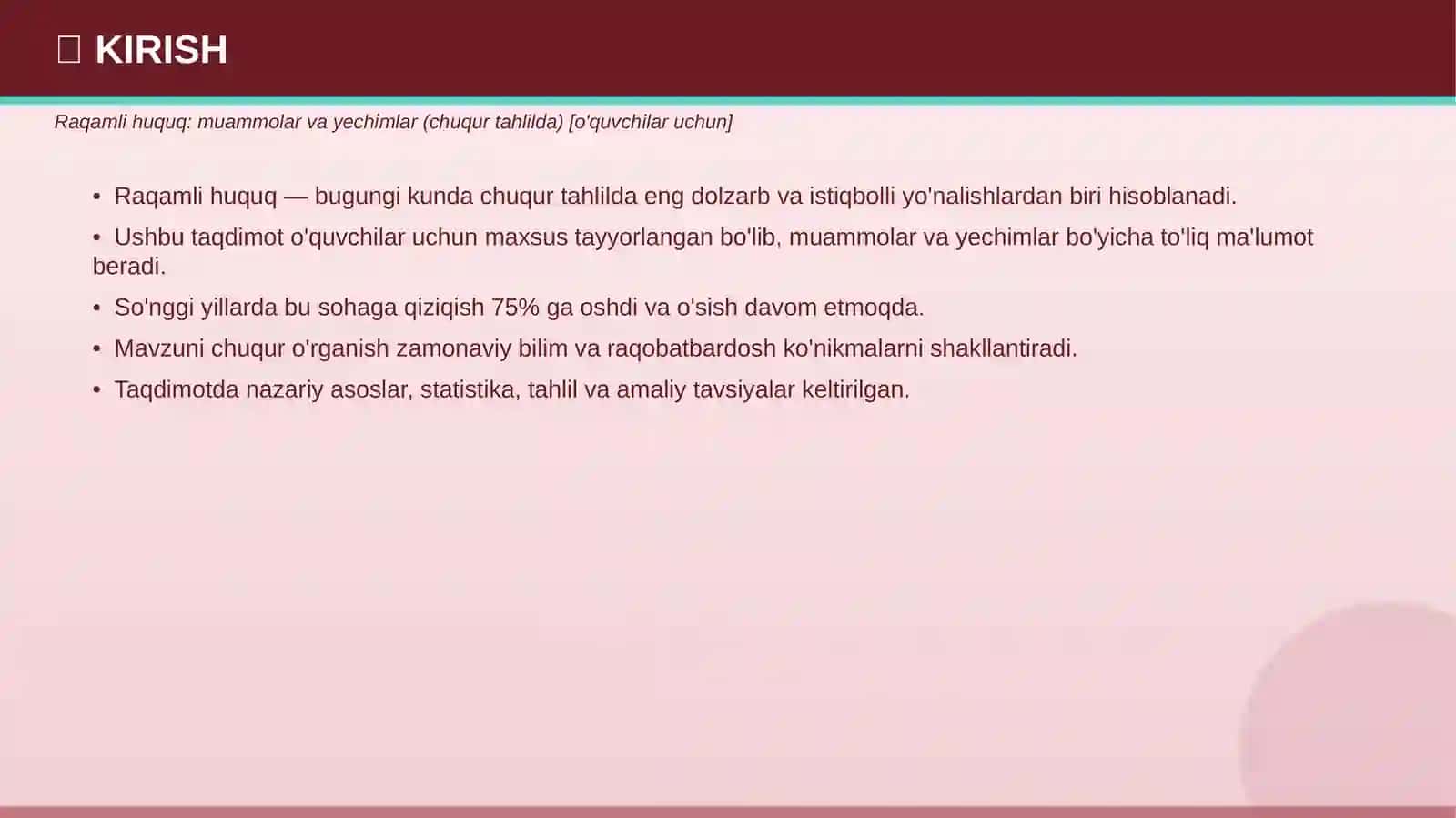 RAQAMLI HUQUQ: Muammolar va yechimlar 3