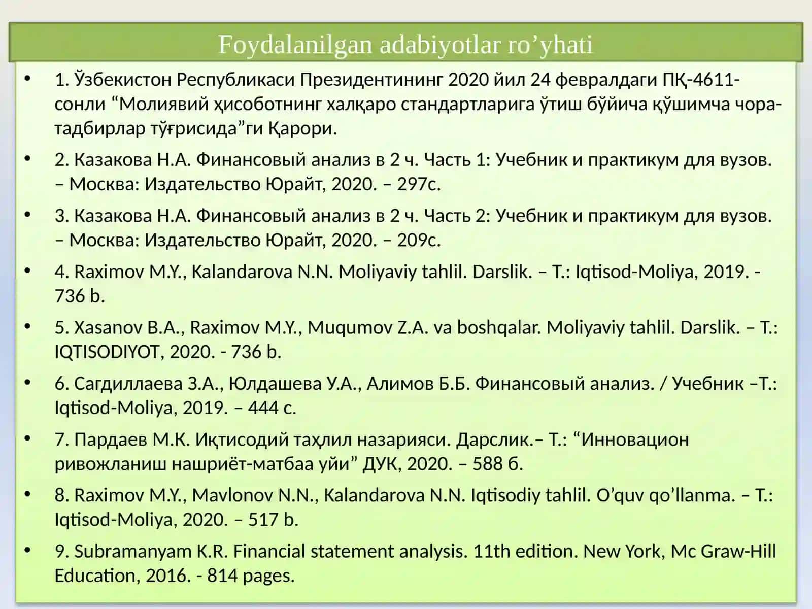 ХЎЖАЛИК ЮРИТУВЧИ СУБЪЕКТЛАР ХУСУСИЙ КАПИТАЛИ ТАҲЛИЛИ 3