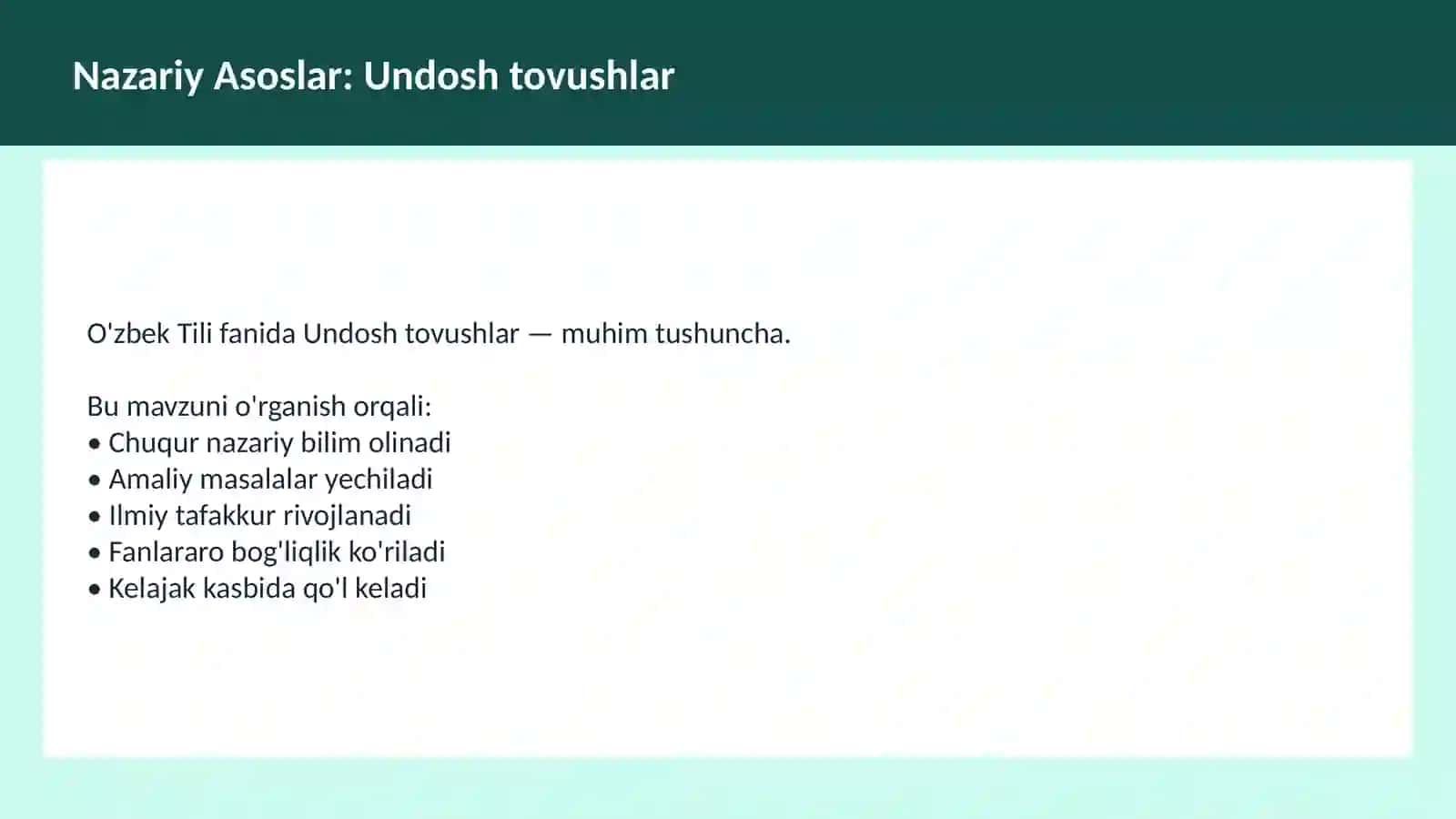 O'zbek Tili fanida Undosh tovushlar 3