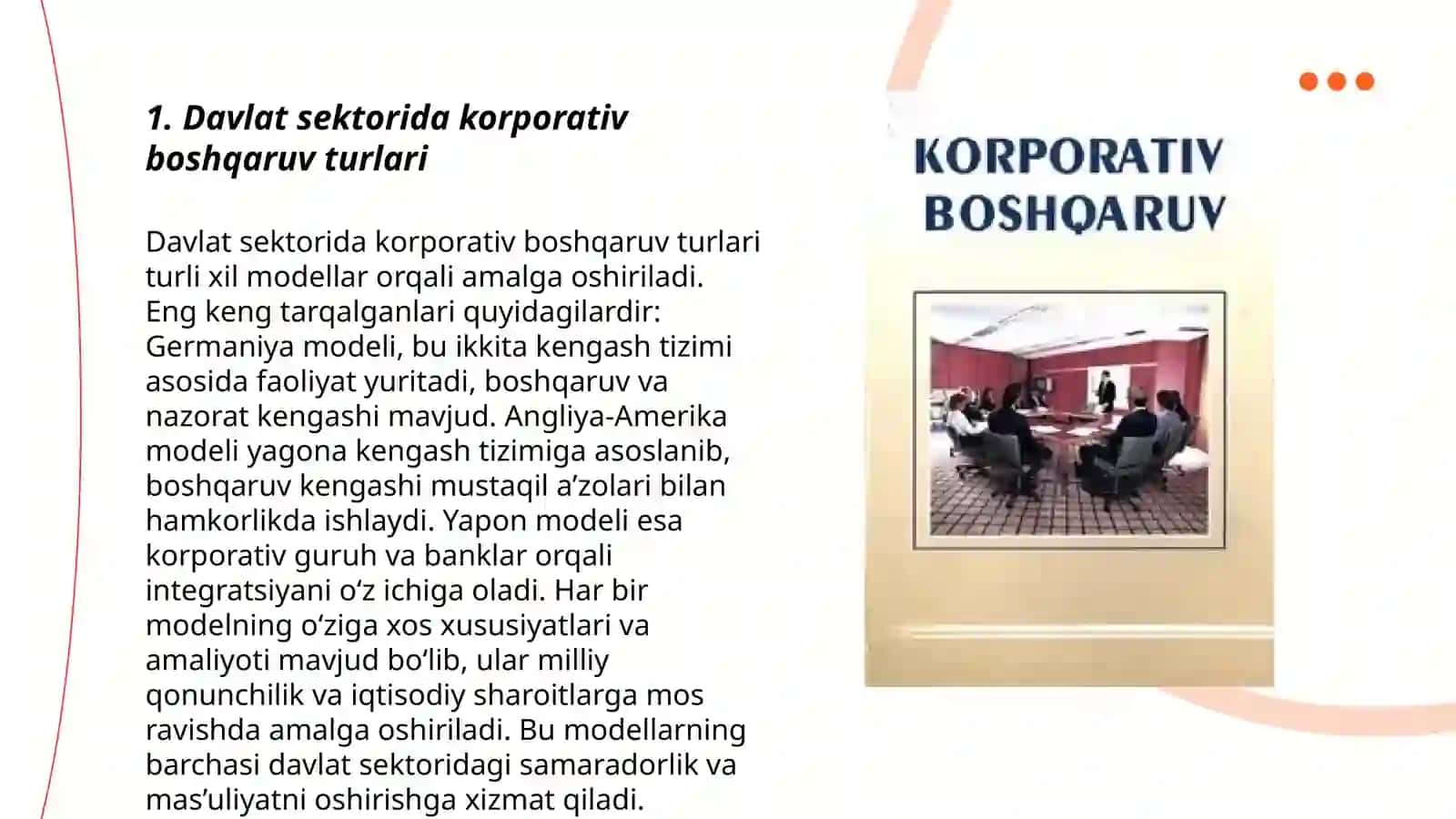 Davlat sektorida korporativ boshqaruv turlari 3